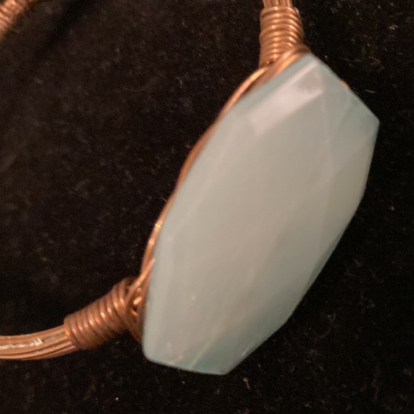 Gold Wire Wrapped Bracelet with Light Sea form color  Stones - Picture 3 of 5